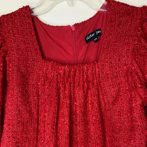 Sister Jane oversized red tweed mini dress. Size XS - Picture 9 of 11